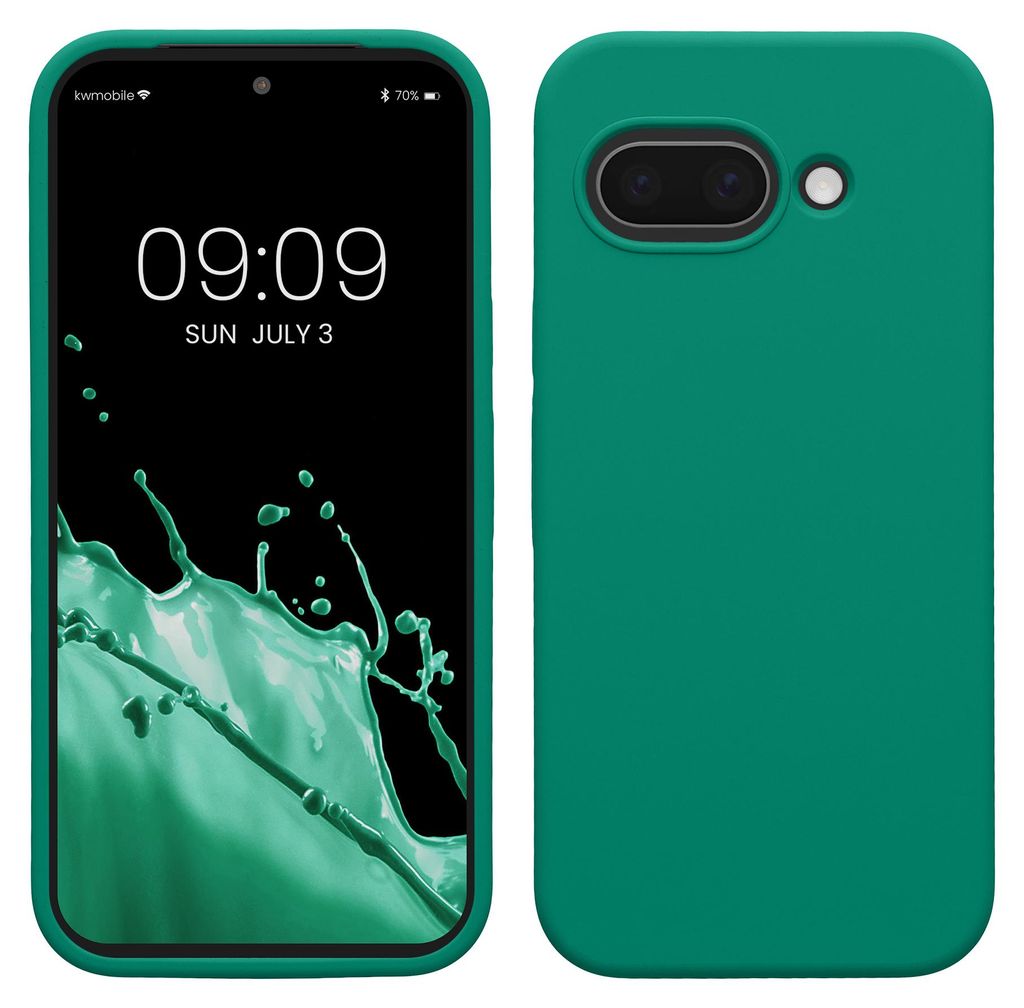 kwmobile Handyhülle für Google Pixel 9a Hülle, für Pixel 9a Case - Hülle Silikon - kabelloses Laden - Smaragdgrün