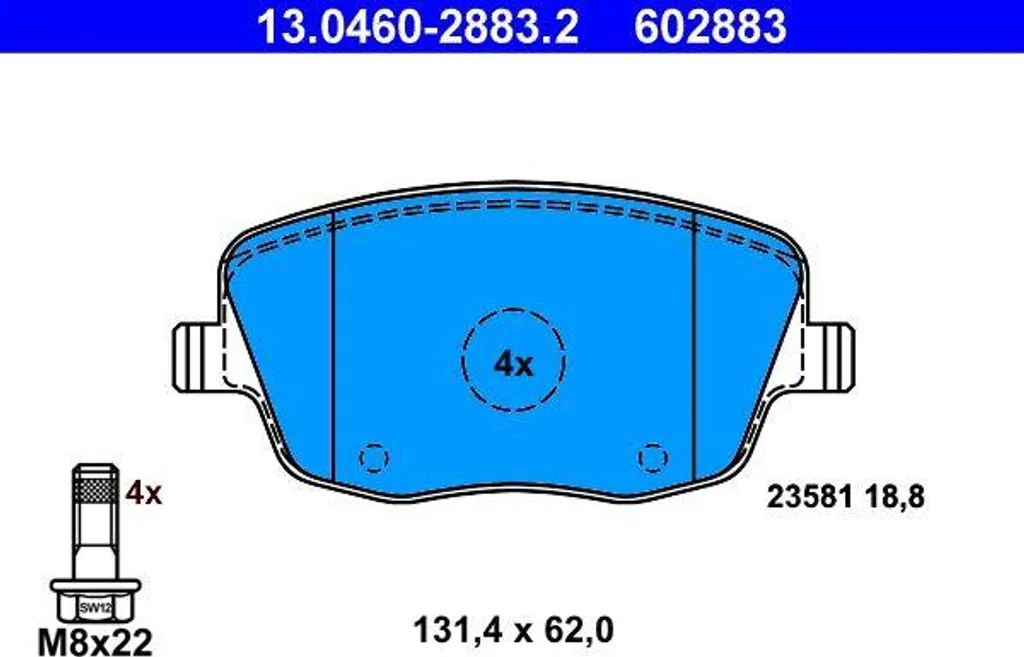 Plaquettes de Frein ATE Haute Performance OE 6Q0698151A pour Seat Ibiza