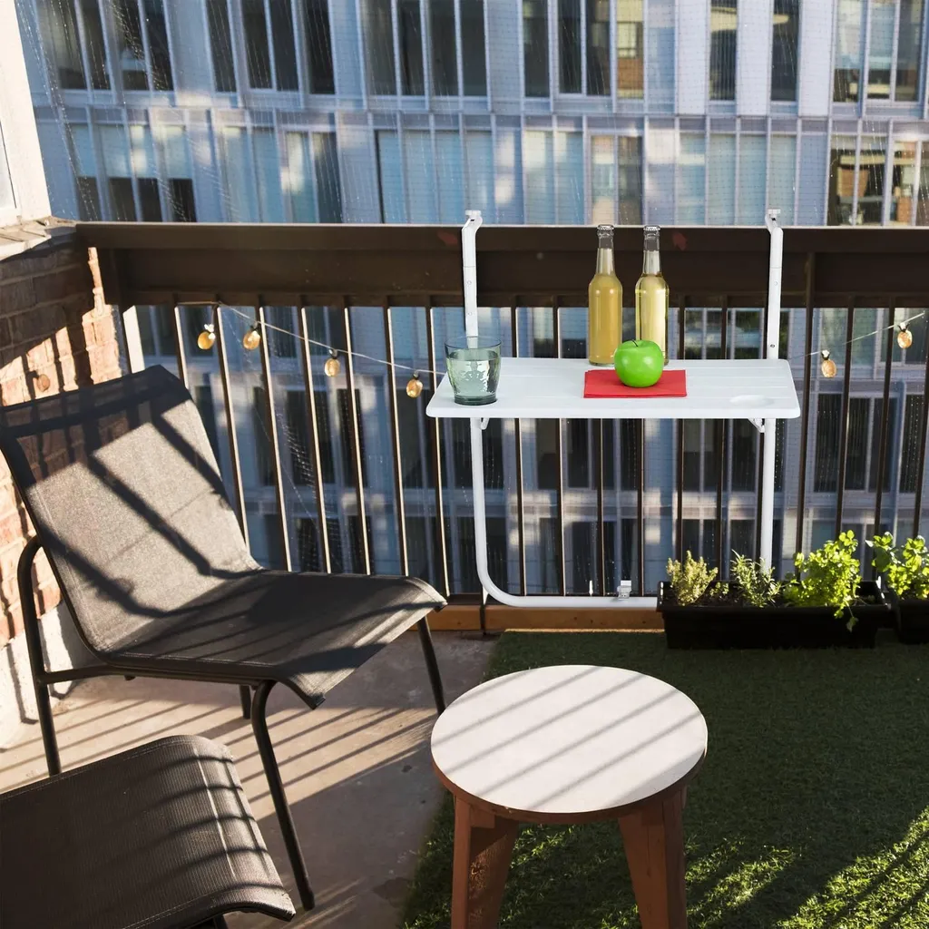 Table de balcon suspendue blanche : solution idéale pour petit balcon - 2