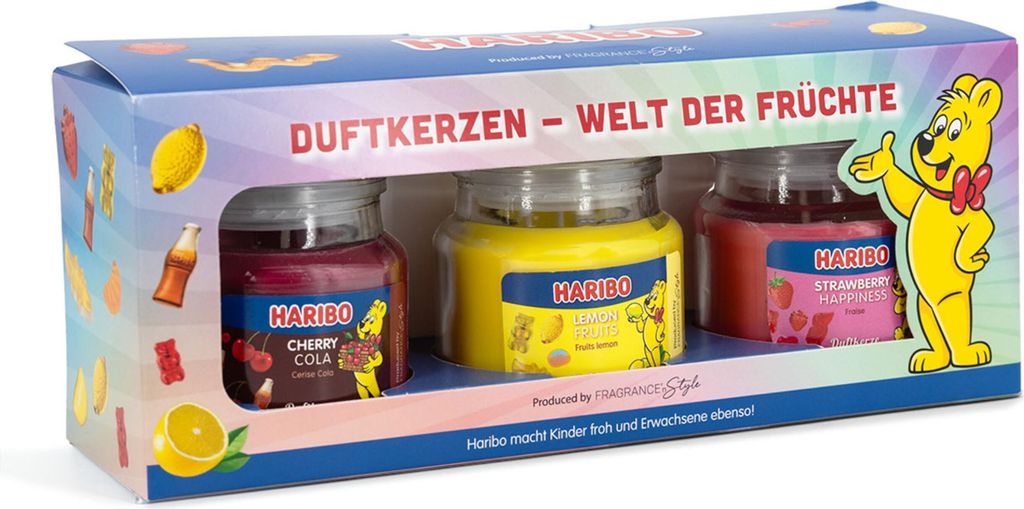 Haribo™ Duftkerzen Geschenkset, 3er Set Kerzen im Glas, je Produktbild 
