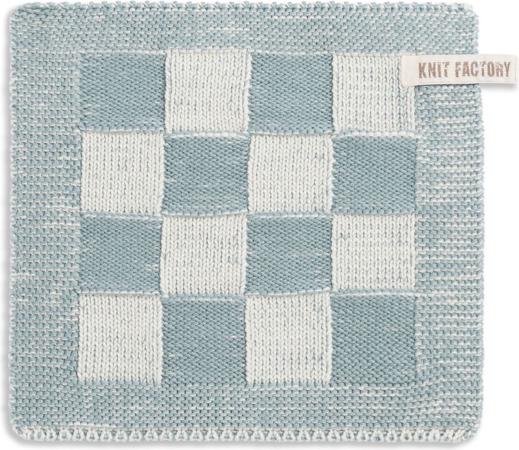 Knit Factory Topflappen Block - Ecru/Stone Green - 23x23 cm
