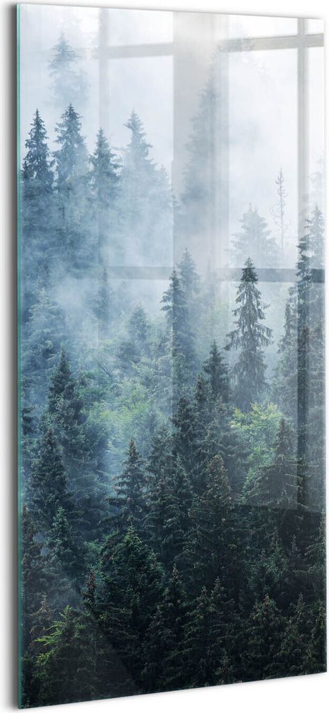 Designer Glasbild - Wandbild - Glas Bild - 60x120 cm - Neblige Berglandschaft