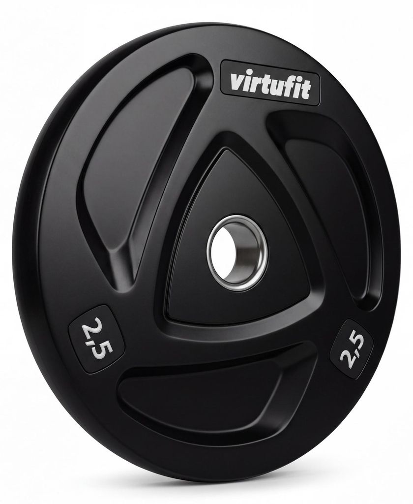 VirtuFit Olympische Hantelscheibe aus Gummi 2,5 kg 3-Griff