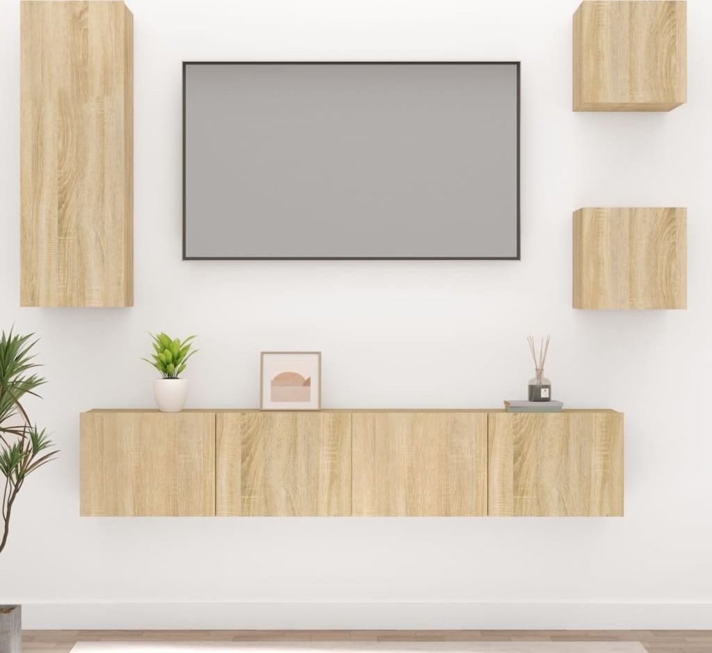 Möbel 5-tlg. TV-Schrank-Set Sonoma-Eiche Holzwerkstoff - TV-Lowboard 3114440