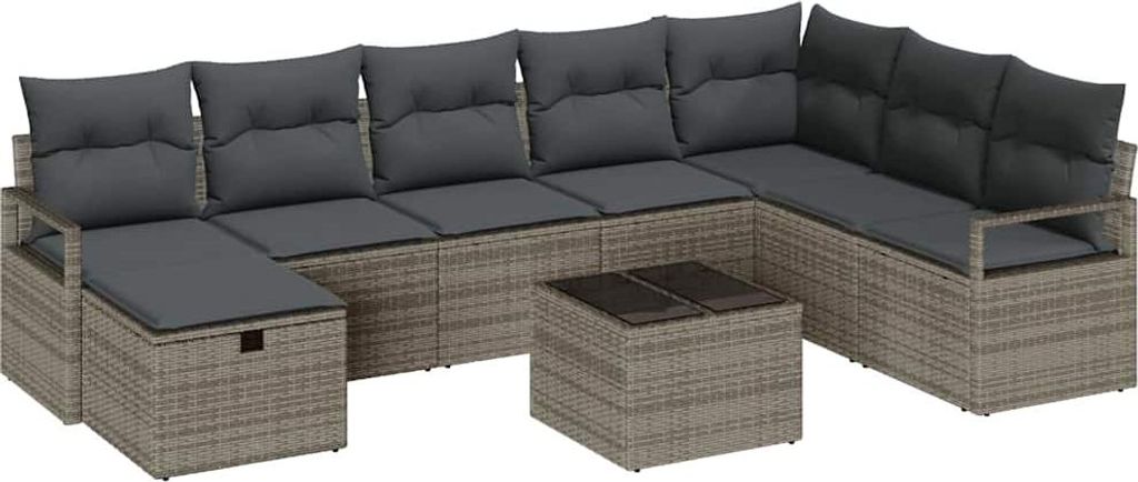 Sofa Set mit Kissen 6 pcs Poly-Rattan
