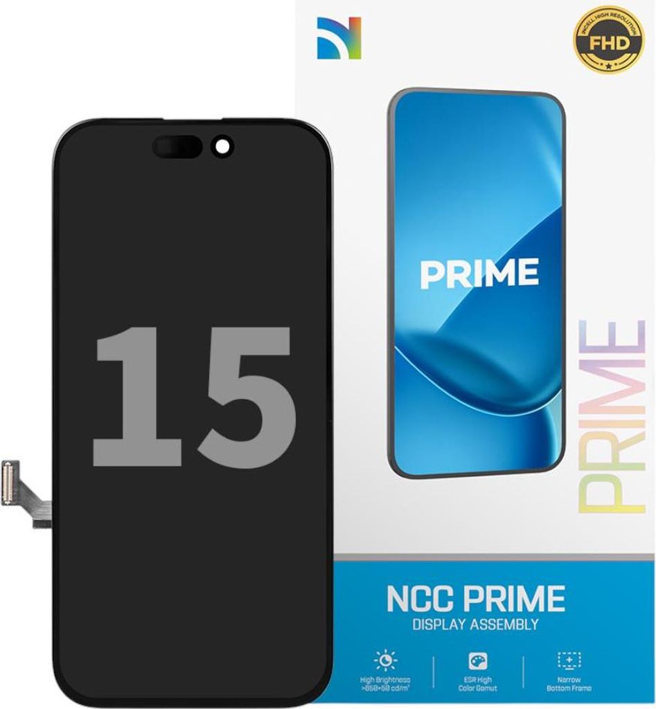OEM - NCC Prime InCell LCD Display Touchscreen Bildschirm Schwarz für iPhone 15 & Werkzeug