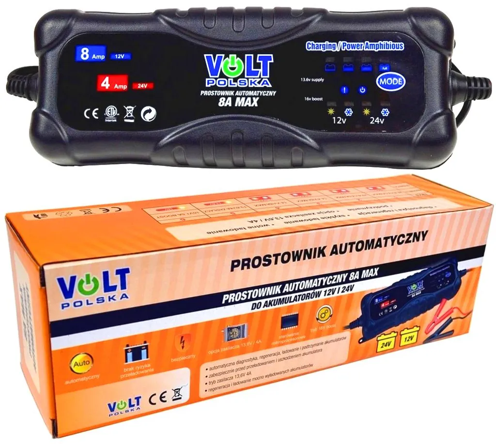 Chargeur de batterie intelligent 8A pour voiture et camion 12V/24V