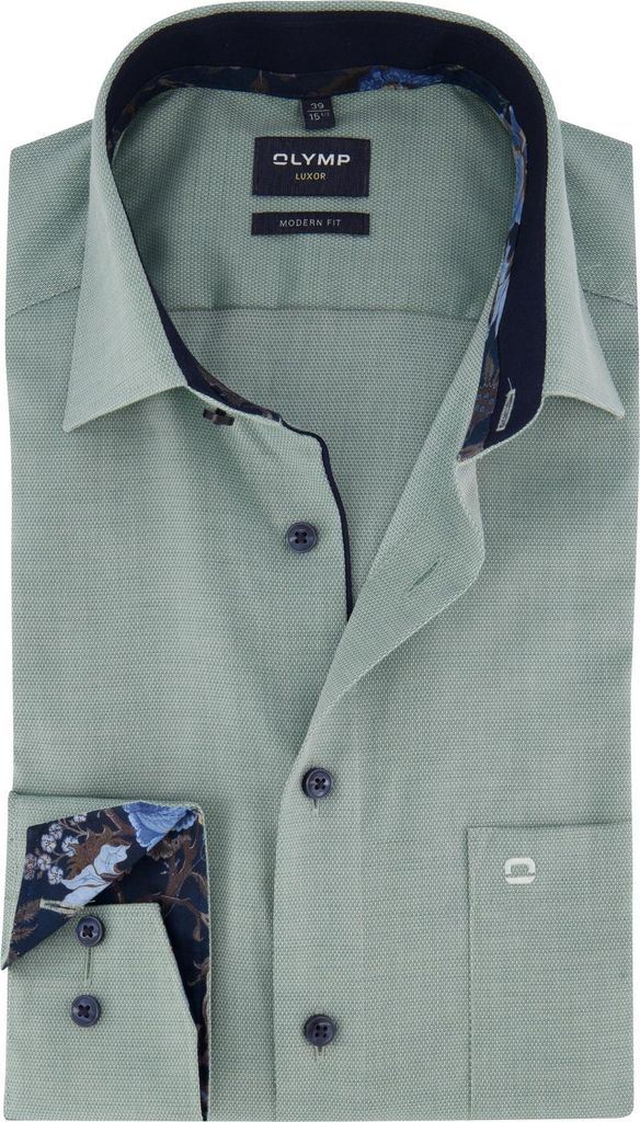Olymp Luxor Moderne Passform Businesshemd grün bügelfrei