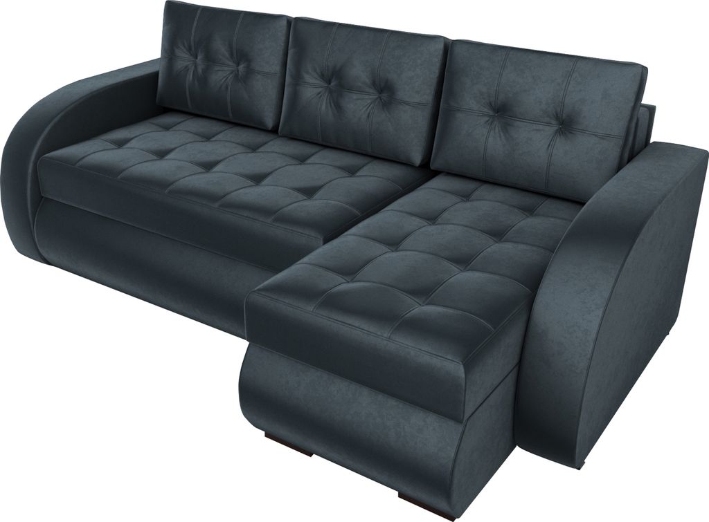 BroMARKT Ecksofa mit Schlaffunktion und Bettkasten Bergen Graphit Samtstoff Rechts