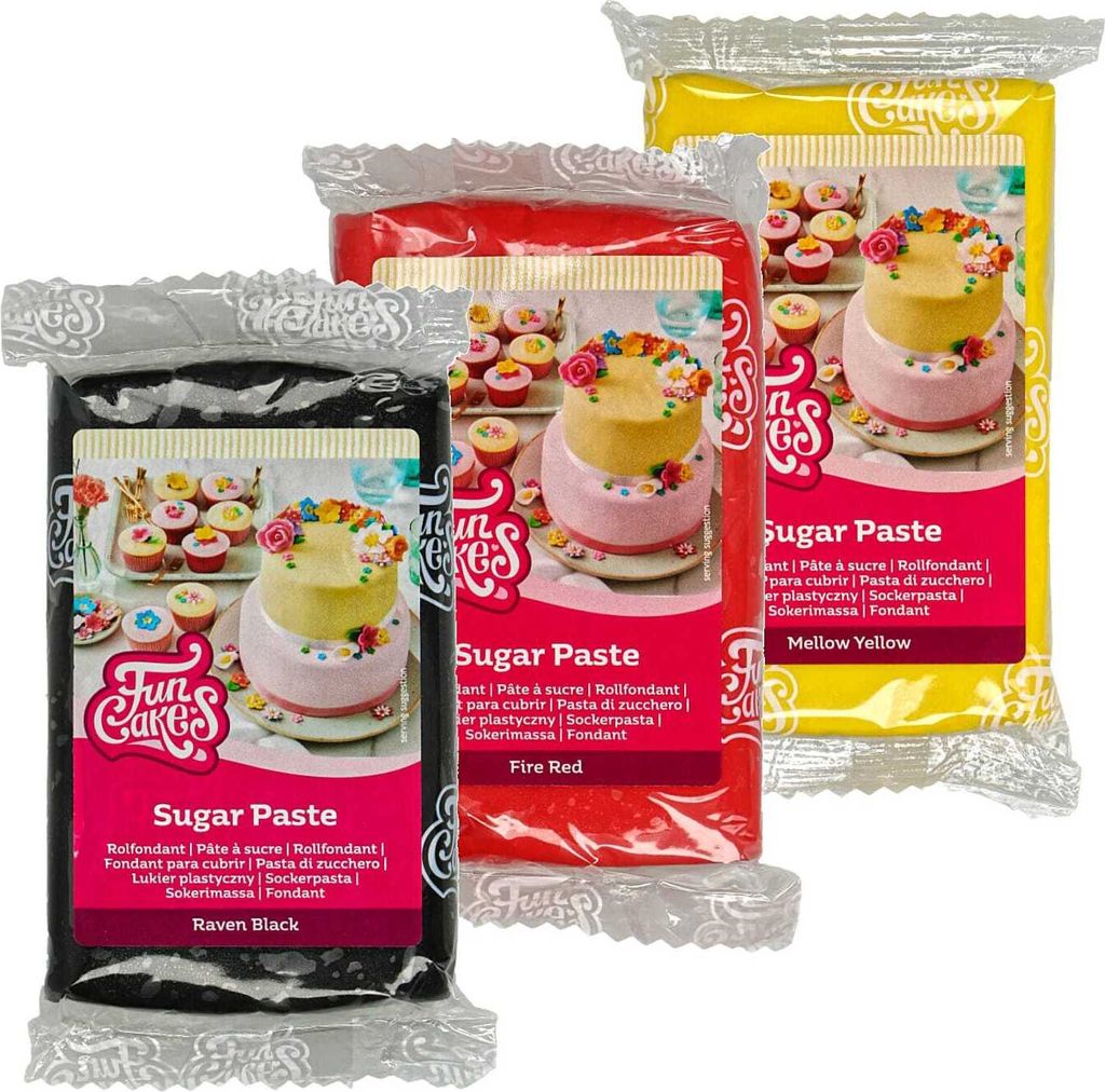 AOS Set | Funcakes Rollfondant 3er Set 750g Deutschland Schwarz+Rot+Gelb