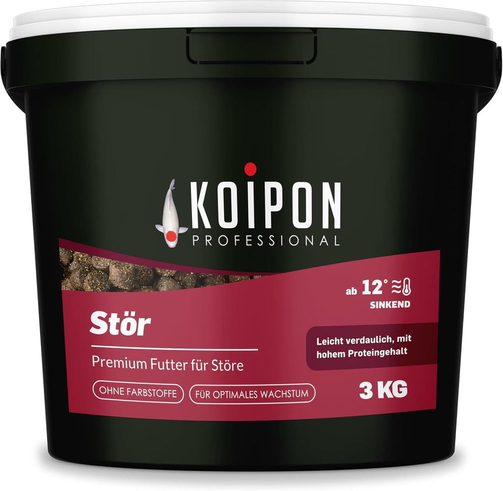 KOIPON Premium Störfutter 3kg 6mm Pellets sinkend für Störe & Koi