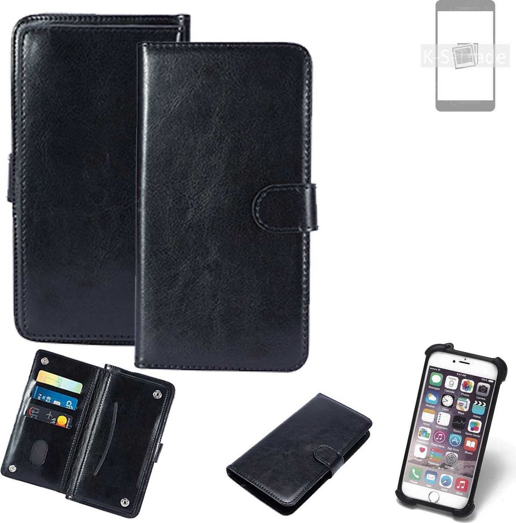 K-S-Trade 360° Hülle kompatibel mit Samsung Galaxy S22 schwarz Kunstleder Case BookCase WalletCase Kunstlederederhülle Handyhülle, Rundumschutz