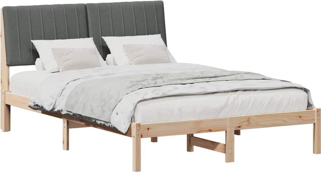 Bettrahmen mit Kopfteil Braun 135 x 190 cm Massives Kiefernholz