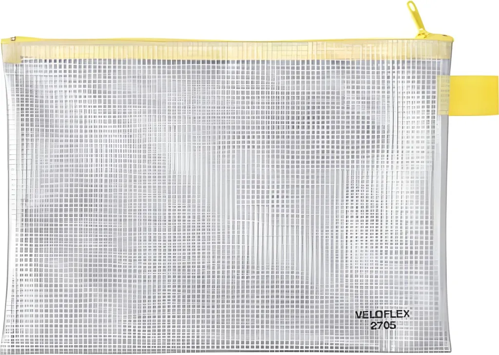 Pochettes A5 Transparentes avec Zip Jaune Veloflex 2705000 - Lot de 10