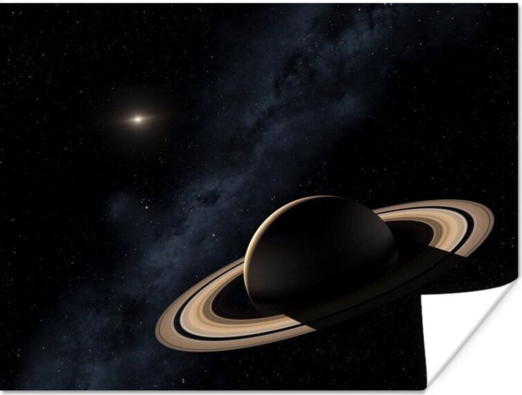 MuchoWow® Poster Der Planet Saturn vor einem dunklen Himmel Produktbild 
