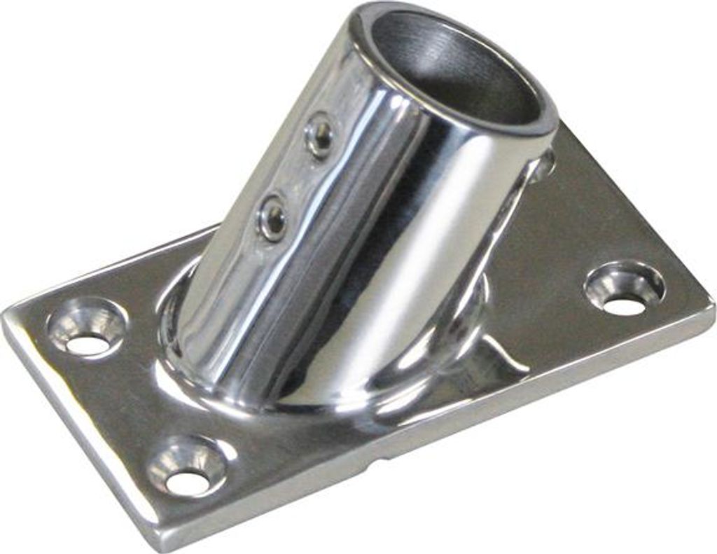 Relingfuß 60° Winkel für Rundrohr Ø 25 mm Edelstahl V4A