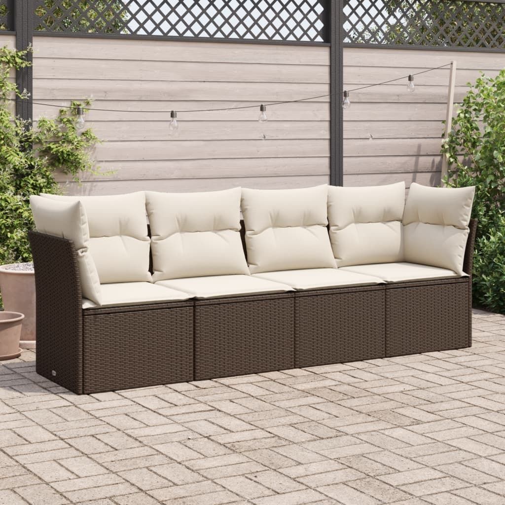 Maison Exclusive - 4-tlg. Garten-Sofagarnitur mit Kissen Braun Poly Rattan