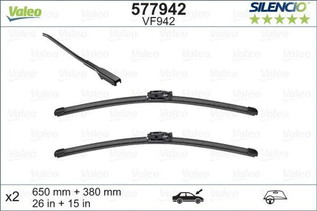 Balai Essuie-Glace Valeo 577942 Silencieux et Durable OE 288907630R