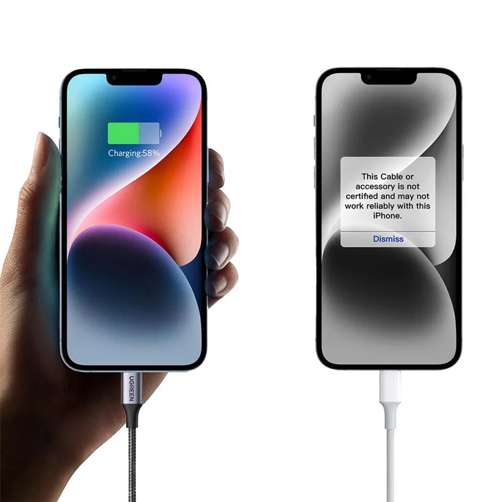 Câble de charge USB-C vers Lightning Ugreen 2M pour iPhone et iPad Noir - 3