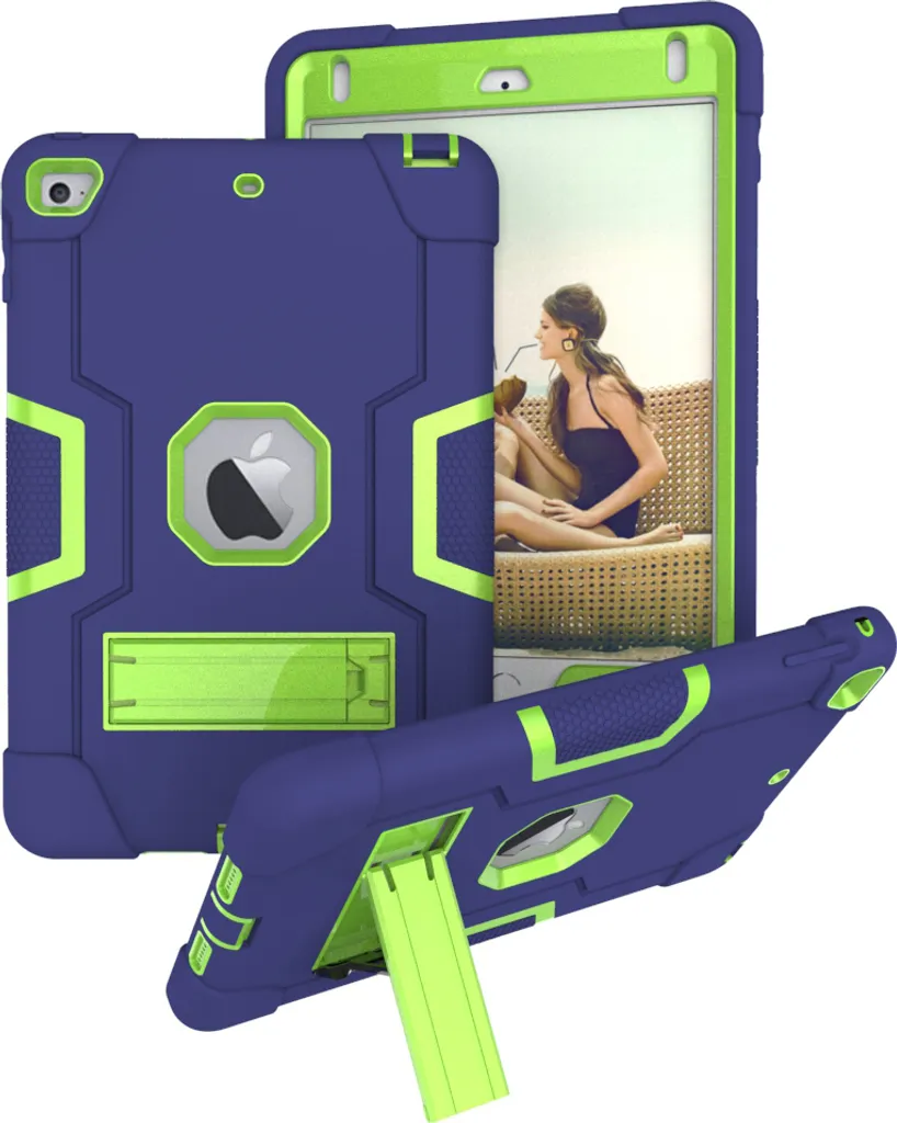 Custodia per iPad Mini di quinta/quarta generazione 7,9", Custodia protettiva ibrida a tre strati resistente agli urti con supporto verde