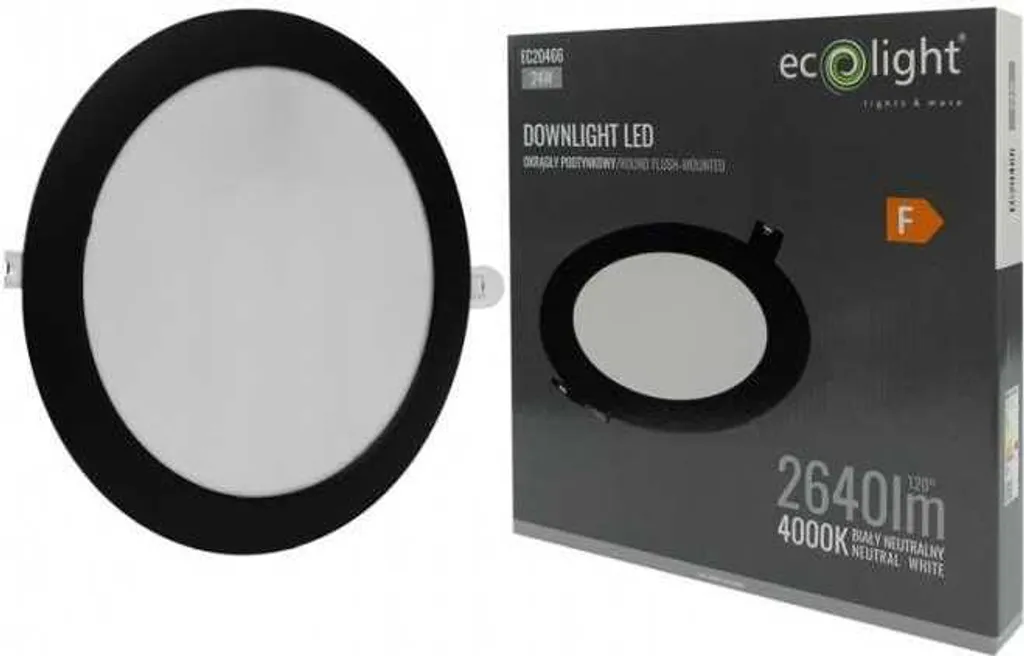 Apparecchio circolare da incasso nero 29,5 cm da incasso LED 24W Ecolight EC20466