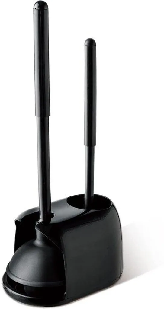 Déboucheur et brosse de toilettes 2-en-1 noir pour déboucher sans produit