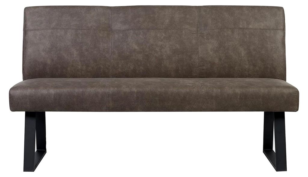 Sitzbank Joyce 160 cm mit Federkernpolsterung – Moderne Esszimmerbank in Taupe – Gepolsterte Küchenbank mit 15 cm Polsterung und schwarzen Met...
