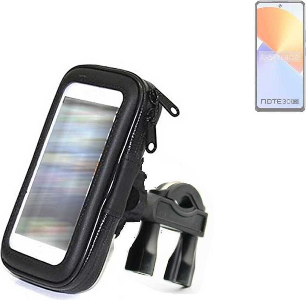K-S-Trade Fahrrad-Halterung kompatibel mit Infinix Note 30 5G Handy-Halterung Halter Lenkstange Fahrradhalterung Motorrad Bike Mount Wasserabweisend