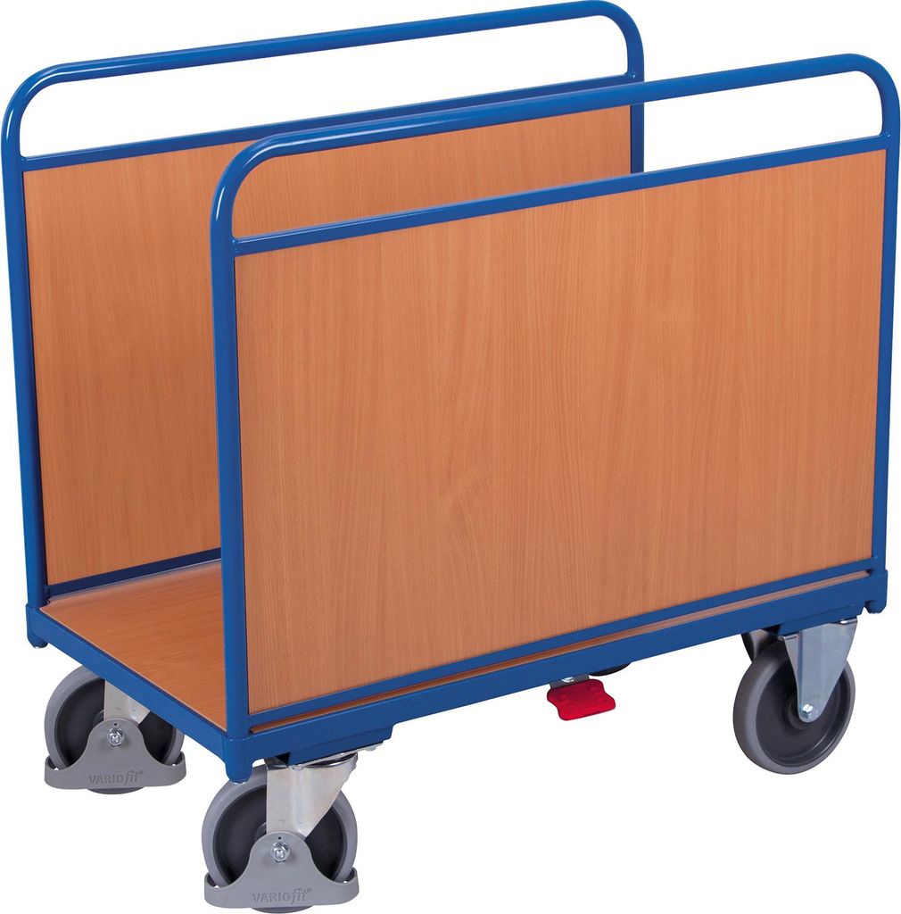 VARIOfit Seitenbügelwagen mit Längswänden aus Holz 1260x740mm Anthrazitgrau RAL 7016