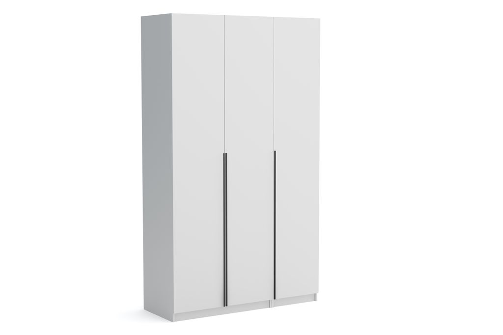 Kleiderschrank Pablo 135 cm, Weiß mit Einlegeplatten, Produktbild 