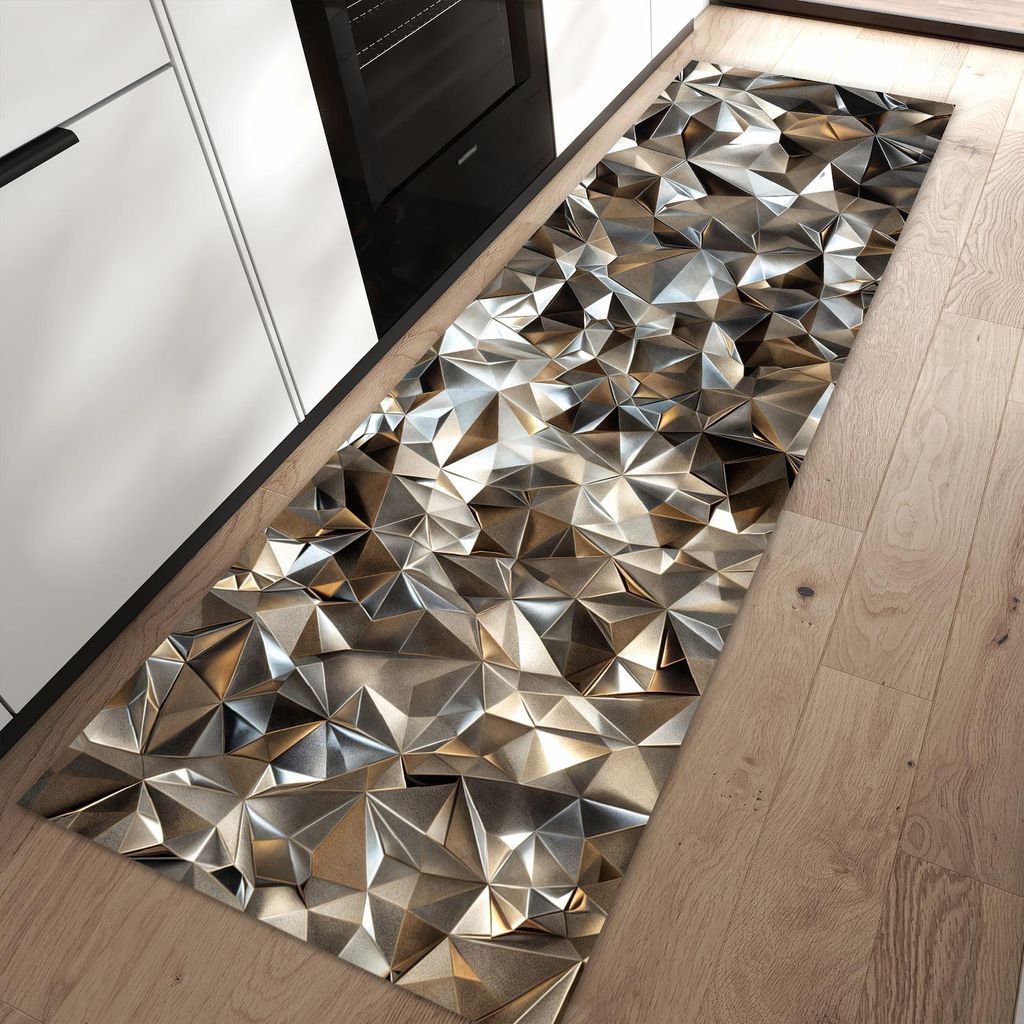Küchenteppich 80x250cm rutschfest & abwischbar PVC Läufer - Geometrisches Muster
