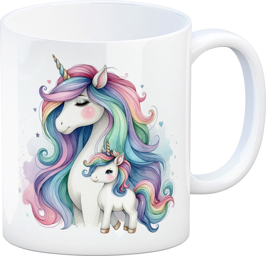 Einhorn-Mama mit Kind Kaffeebecher