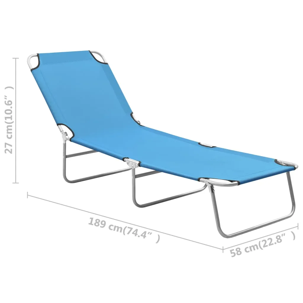 Transat de jardin pliable turquoise avec structure acier ultra robuste - 8