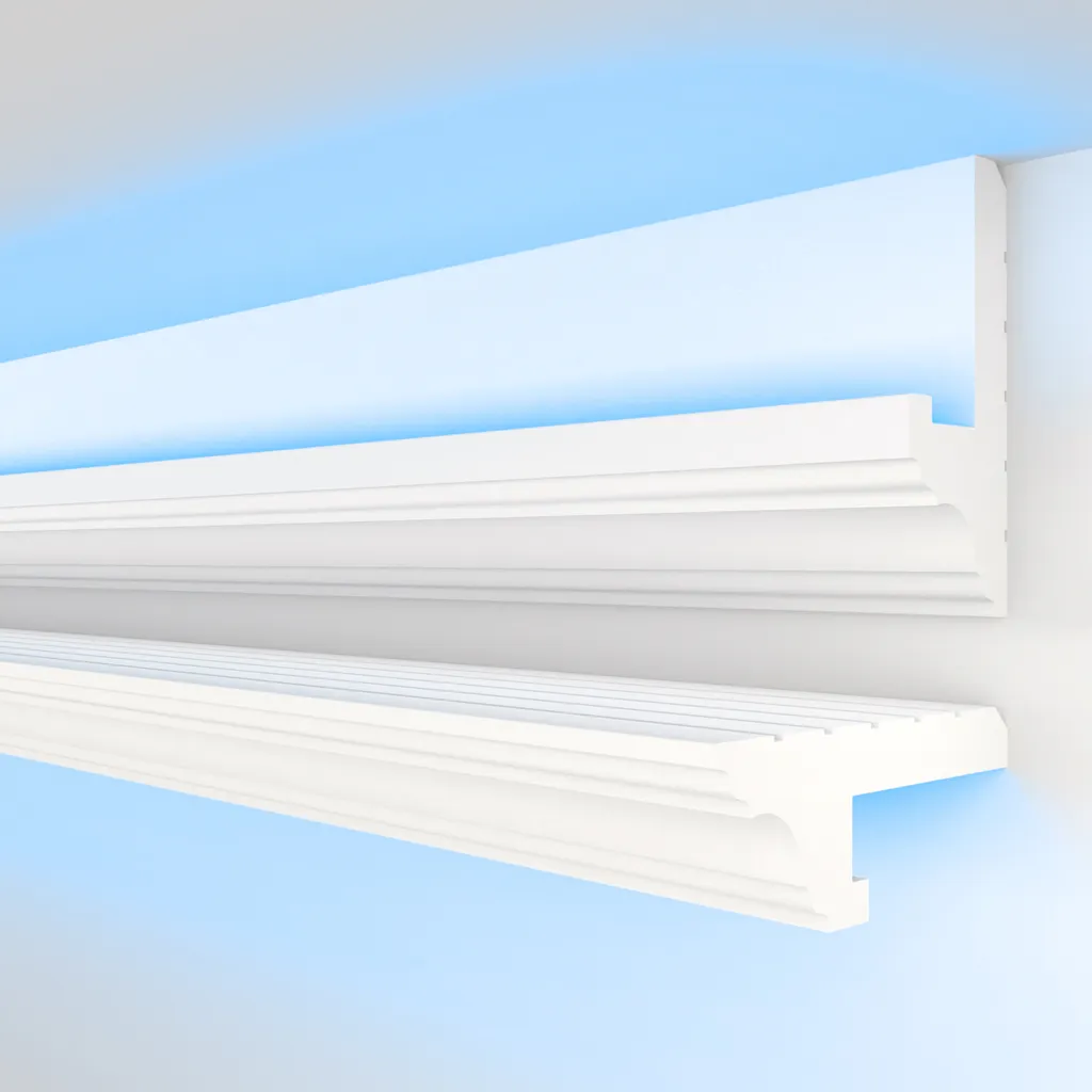 Polyurethaan - LED sierlijst voor indirecte verlichting, KF504 (102 x 25 mm), lengte 2 m | Plinten Decor.nl