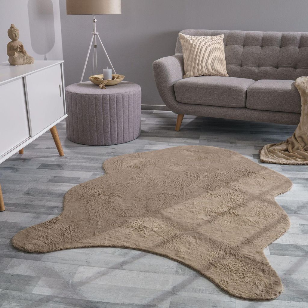 TT Home Wohnzimmer Teppich Unifarben Flauschig Modern Produktbild 