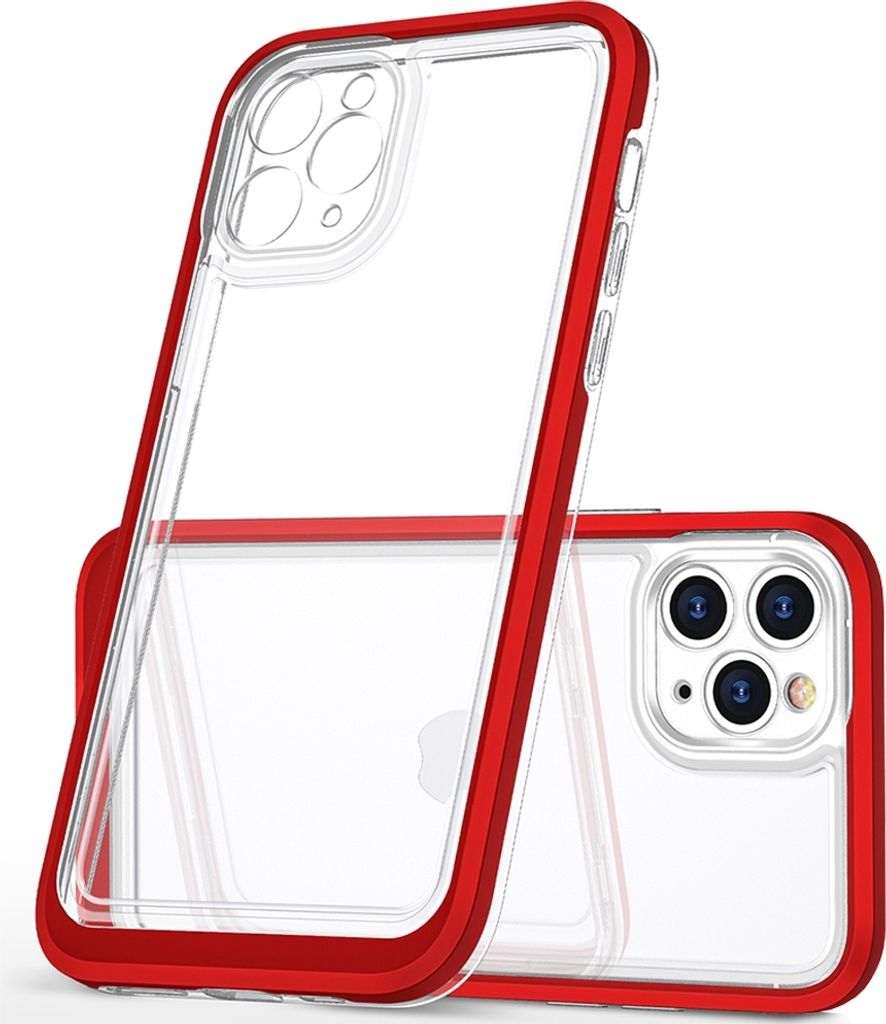 Clear 3in1 Case für iPhone 11 Pro Max Gel Cover mit Rahmen rot