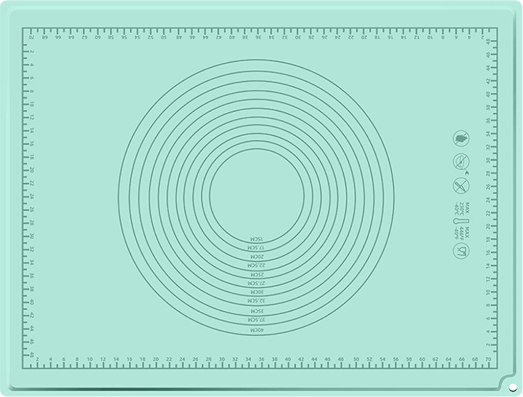 Silikon-Teigrollmatte mit hohem Rand, extra lebensmittelecht, große, antihaftbeschichtete Knetmatte, Küchenbedarf