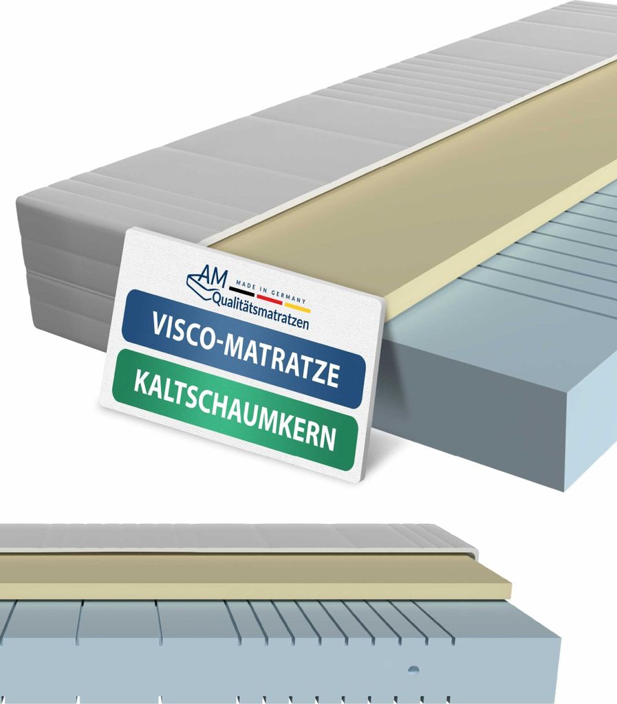AM Qualitätsmatratzen | Visco-Matratze 80x200 cm | H3 | Hochwertige Matratze mit 4 cm Visco-Auflage | 20 cm Höhe | Germany | 80 x 200 cm