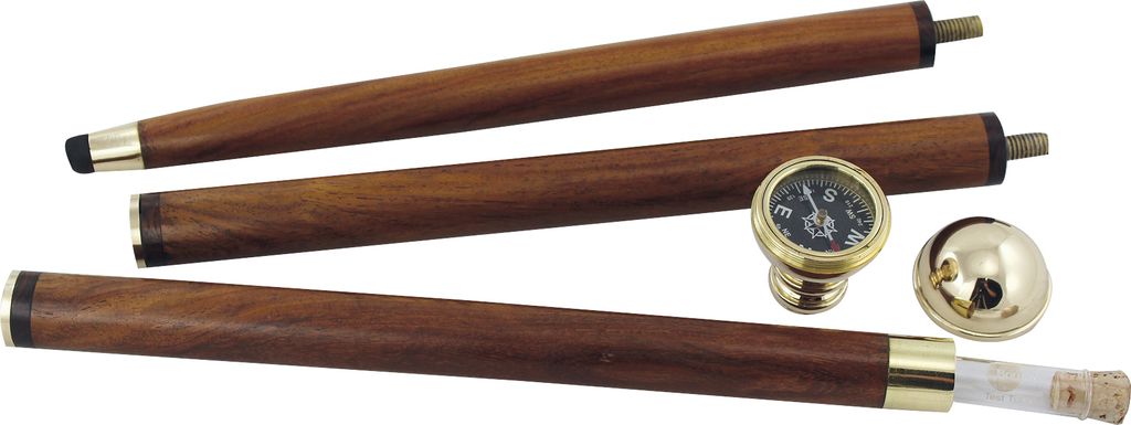 Kapitäns Spazierstock Gehstock mit Messing Griff, Kompass Produktbild 