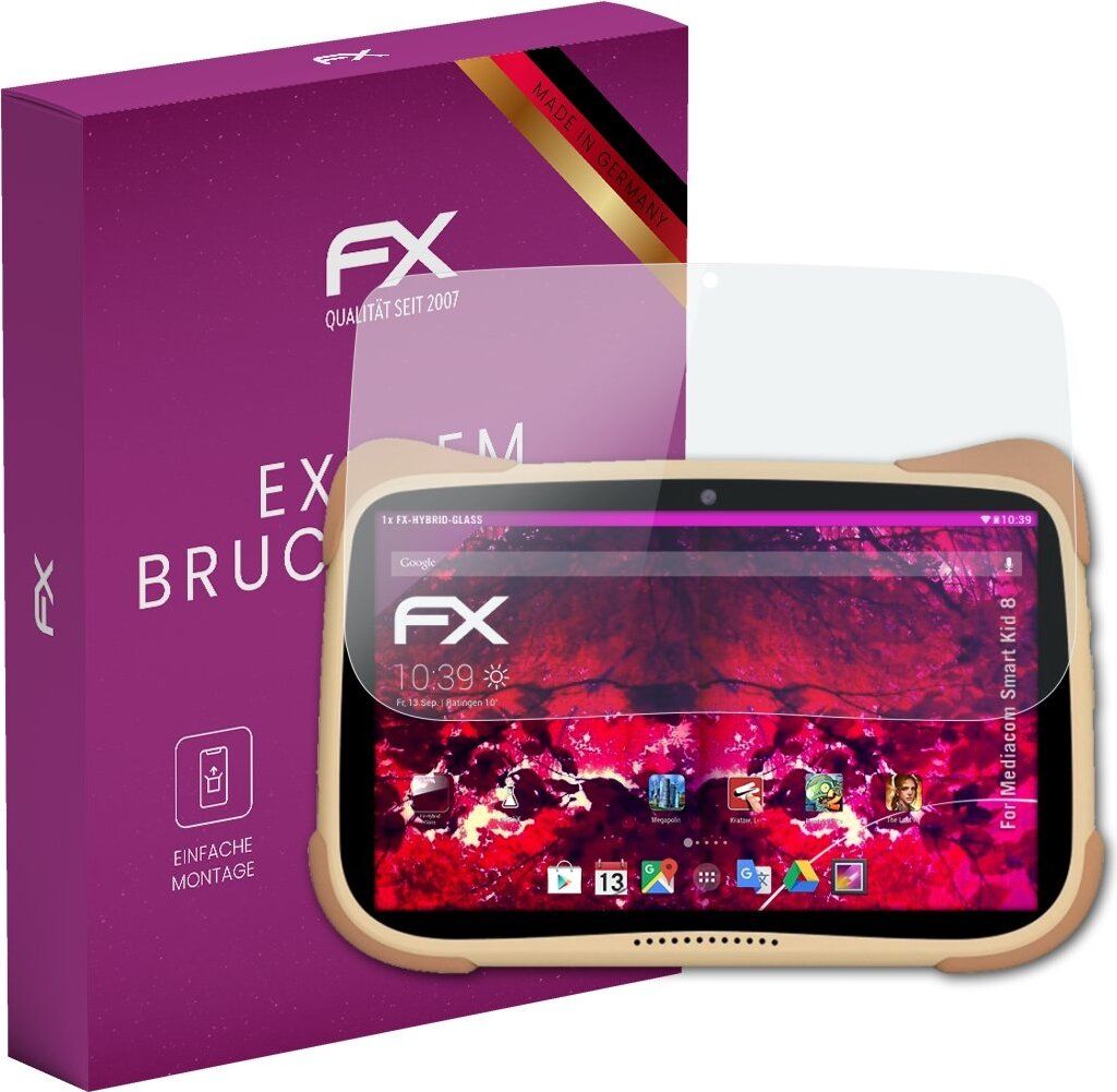 atFoliX FX-Hybrid-Glass Displayfolie kompatibel mit Mediacom Smart Kid 8 Glasfolie