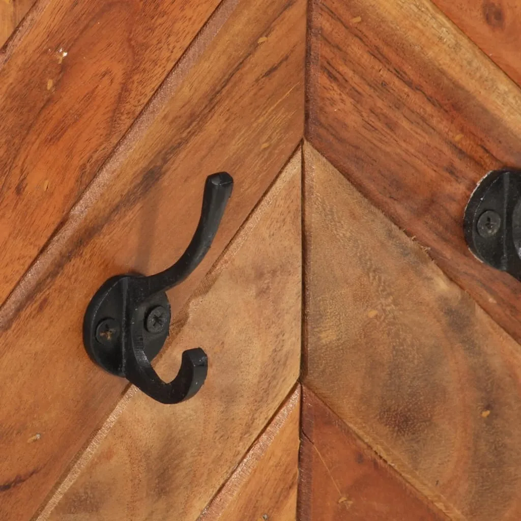 VidaXL Set 2 Appendiabiti In Legno Massello Di Acacia, 38x100 Cm, Con 4 Ganci In Ferro Battuto, Stile Antico Per Corridoio E Camera
