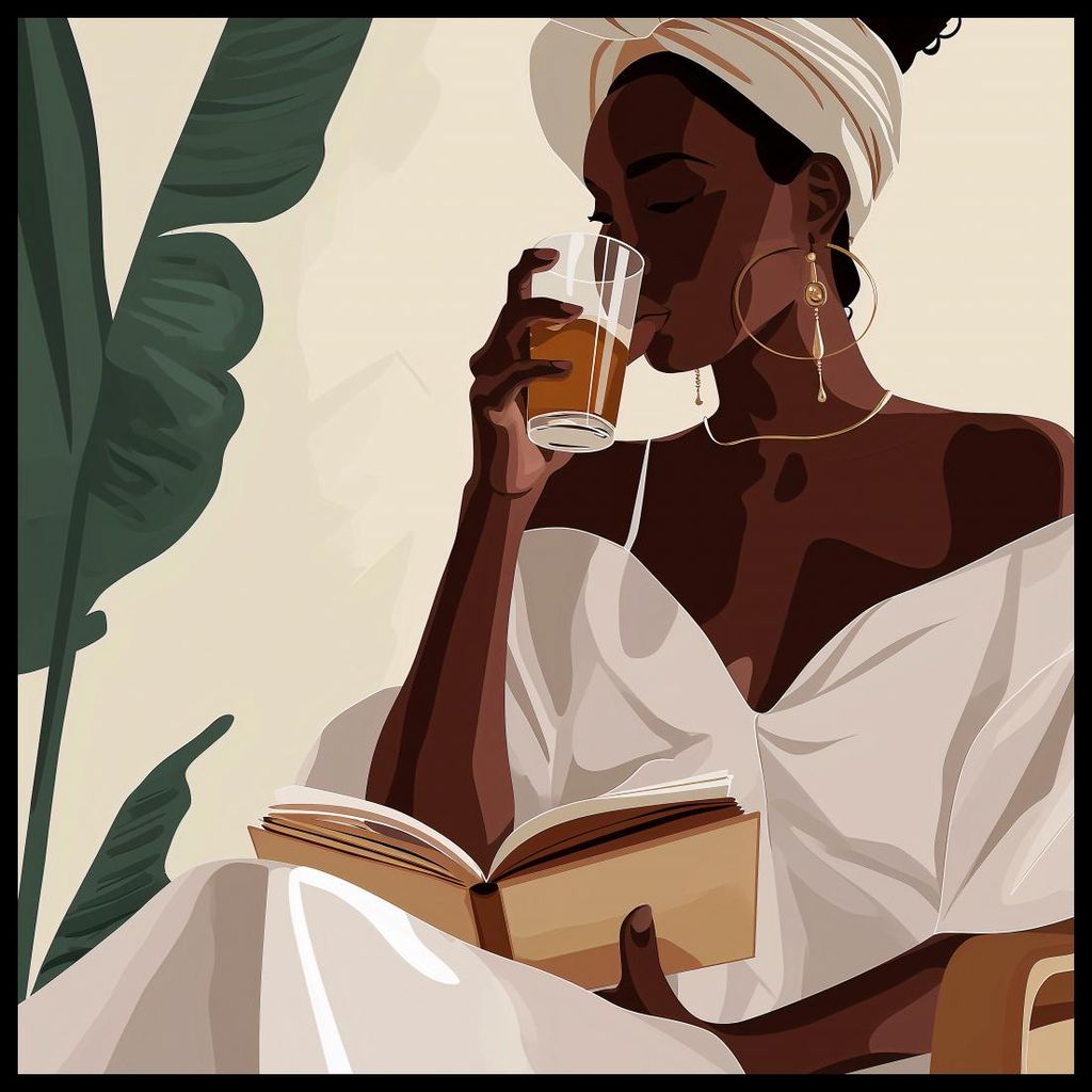 Plakat 60x60cm Moment mit dem Buch