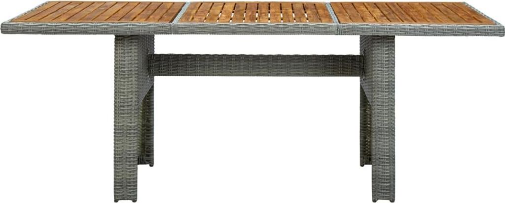 vidaXL Gartentisch Hellgrau Poly Rattan und Akazie Massivholz