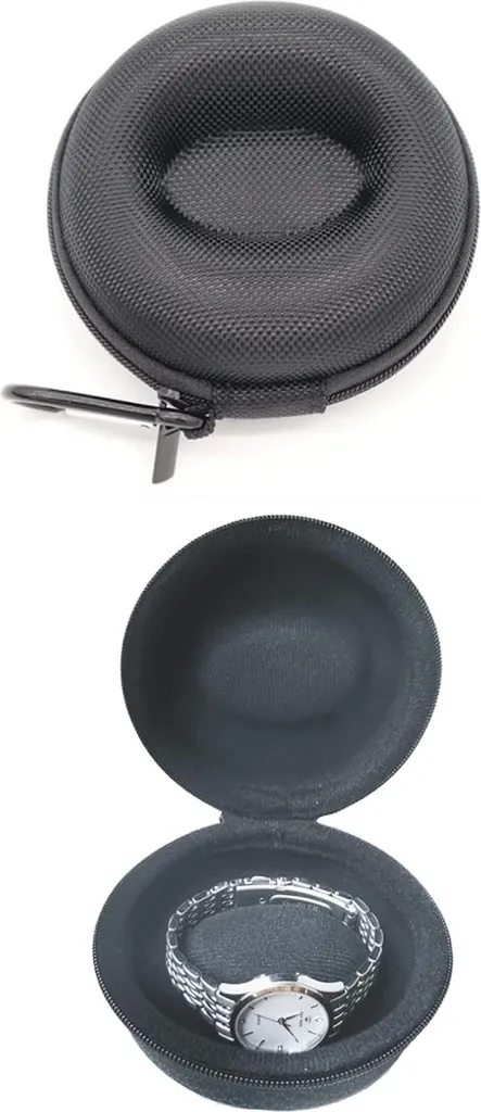 Boîte à montres ronde portable noire et rouge - Lot de 2 étuis de voyage