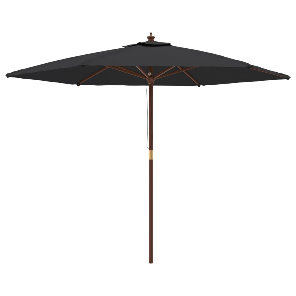 vidaXL Parasol z drewnianym drążkiem czarny 299x240 cm Zdjęcie produktu 