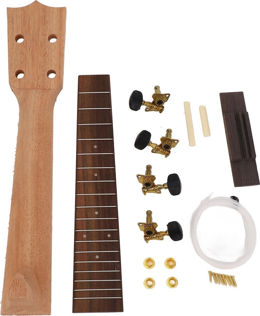 Ukulele-Hals-Griffbrett-Ersatzset, Saitenknöpfe, Brücke, Palisander-Griffbrett-Set für 23 Zoll