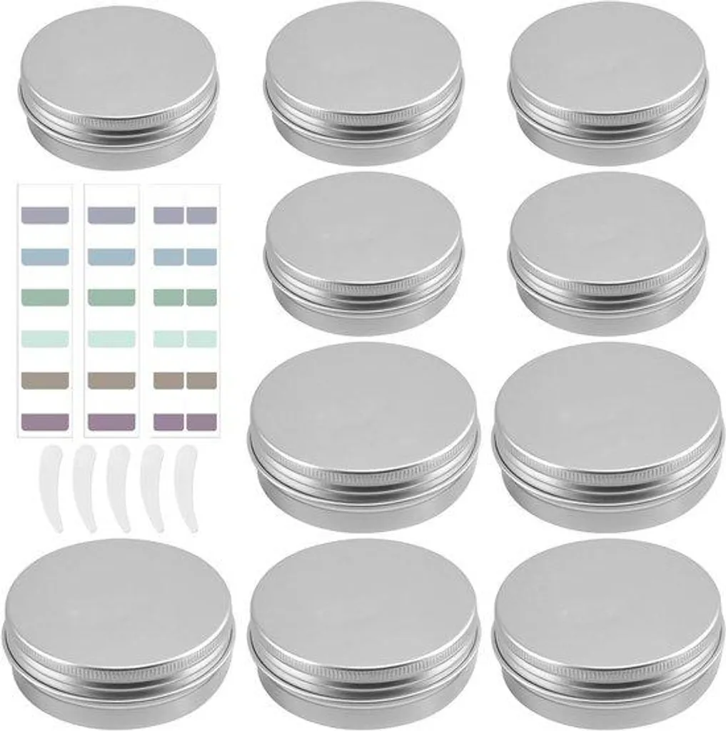 Pots en Aluminium avec Couvercle à Vis - 10 Récipients Hermétiques Argent