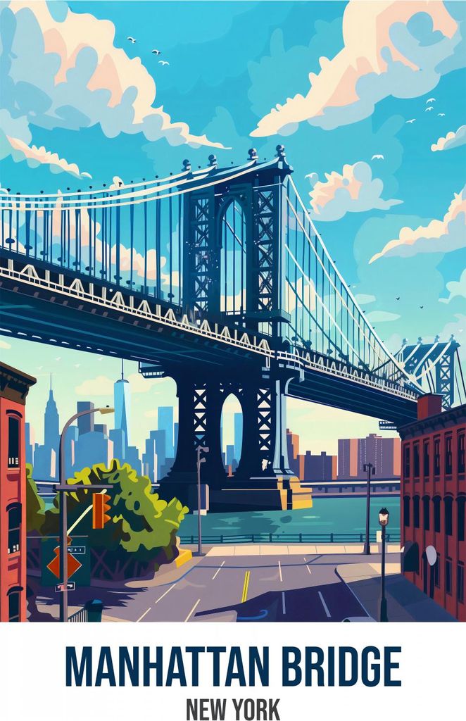 Plakat 64x90cm Manhattan Bridge, New York