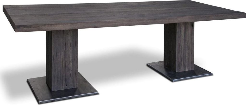 Casa Padrino Luxus Massivholz Esstisch - Verschiedene Größen & Farben - Eichenholz Küchentisch mit Stahlfüßen - Esszimmermöbel