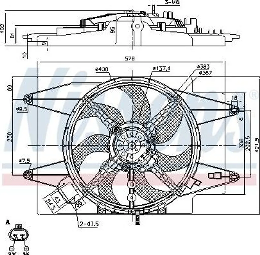Ventilateur de radiateur Nissens 85107 robuste pour Alfa 147 et GT JTD